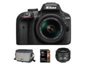 Nikon D3400 kit AF-P 18-55mm VR + 35mm f/1.8G + Card 32GB + Geanta CF-EU11 