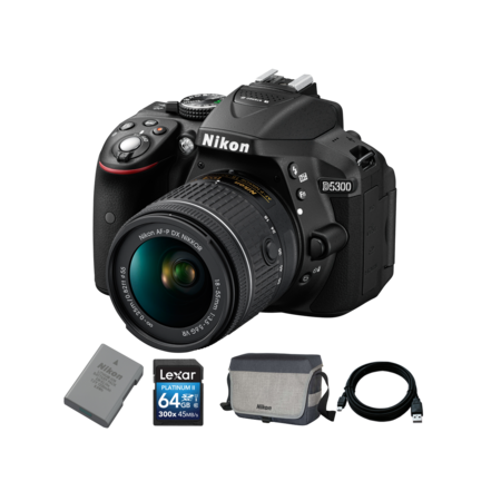 Nikon D5300 kit AF-P 18-55mm VR + EN-EL14a + Card 64GB + Geanta + Cablu USB