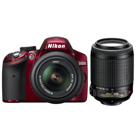 Nikon D3200 Dual Zoom Kit (18-55VR+55-200VR) (red)