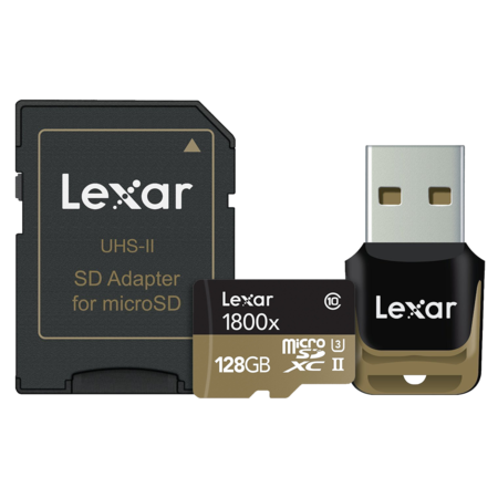 128GB mSDHC/XC UHS-II 1800x reader&adaptor CLS10 U3 
