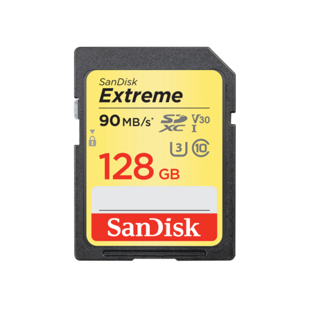 128GB SDXC Extreme 90MB/s V30 UHS-I U3