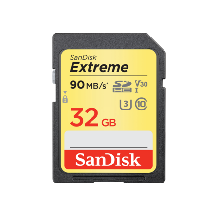 32GB SDHC Extreme 90MB/s V30 UHS-I U3