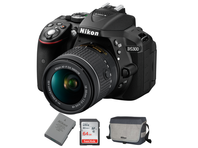 D5300 kit AF-P 18-55mm VR + EN-EL14a + Card 64GB + Geanta